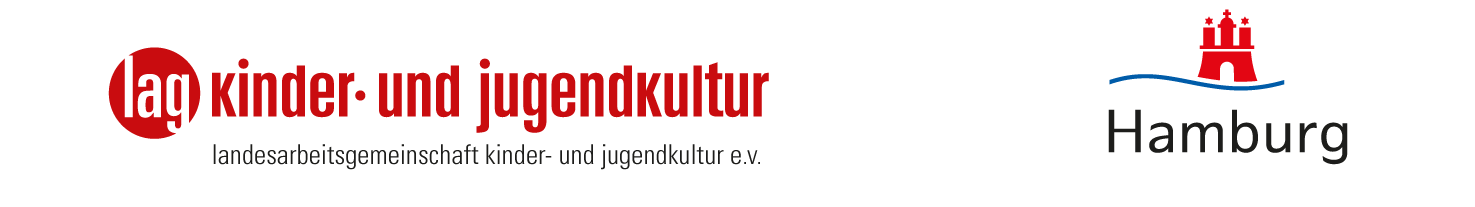 Logo LAG Kinder- und Jugendkultur + Logo Behörden Hamburg