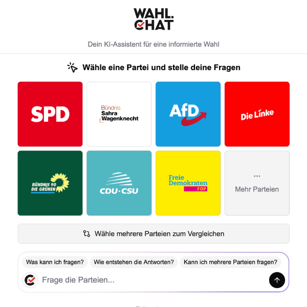 Screenshot der Website wähl.chat