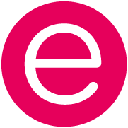 Piktogramm für einfache sprache: ein kleines „e“ in einem roten Kreis
