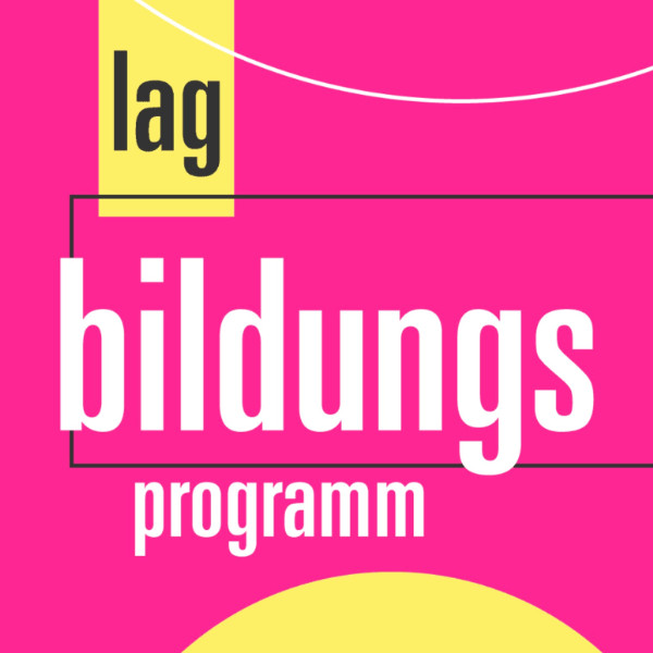Grafik Pink und gelb mit der Schrift lag bildungsprogramm